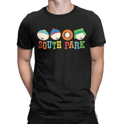 Men Southparks Heads T Shirt Pure Cotton Tops Unique Short Sleeve O Neck Tee Shirt Printed T-Shirts