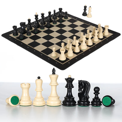 20-Inch Portable Folding Chess Board with Weighted Pieces Tournament-Grade  Ideal for Adults and Beginners