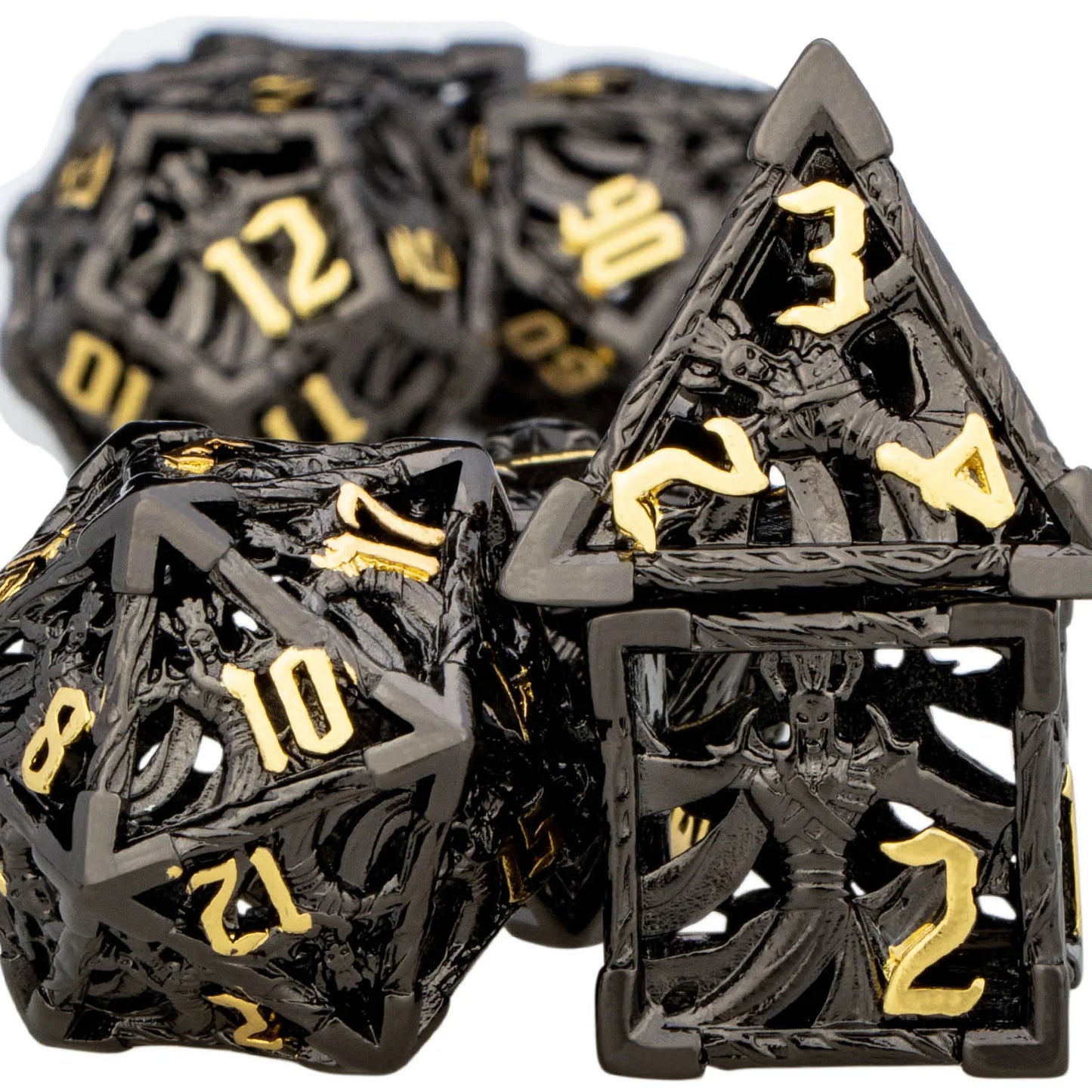 Dnd Black Wizard & Dragon RPG Metal Polyhedral Hollow D+D D20 Dice Set For D6 Dungeon Dice Dragon Pathfinder Role Playing Games