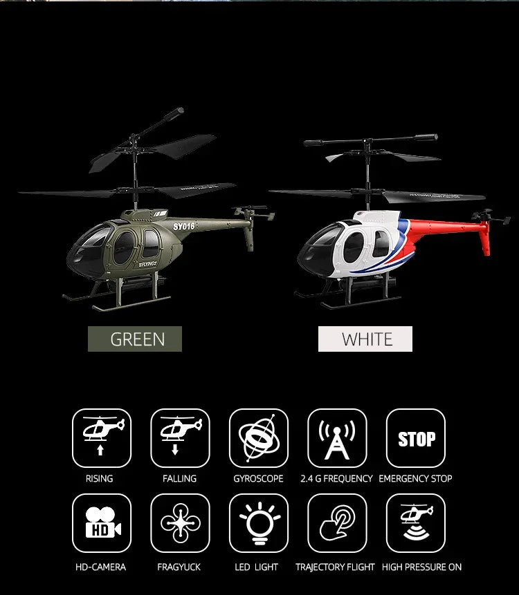 Hélicoptère RC Militaire 4CH Lumières LED Caméra 4K Maintien d'altitude Hélicoptère Télécommandé Pour Adultes Anniversaire Enfants Cadeaux Jouets