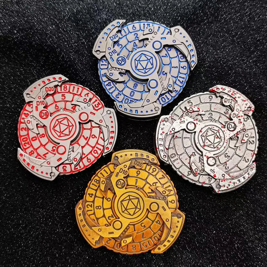 Dados de ruleta azules con caja 7 en 1 Dados giratorios con punta de dedo, dados giratorios mecánicos geniales, para juegos de rol de jugadores de dados DND