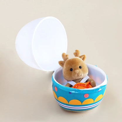 6Pcs Easter Bunny Surprise Egg Miniature Animal Baby Mini Food Tableware Model Kitchen Toy Dollhouse Furniture Easter Party Gift