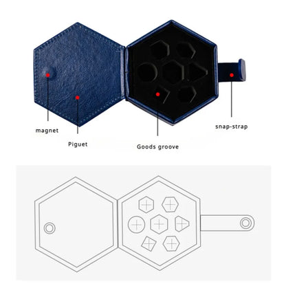 New PU Hexagon Storage Bag and Dungeon Board Game DND Bundle Pocket Dice Bag Run Group Dice Box Can Hold 7 Dice