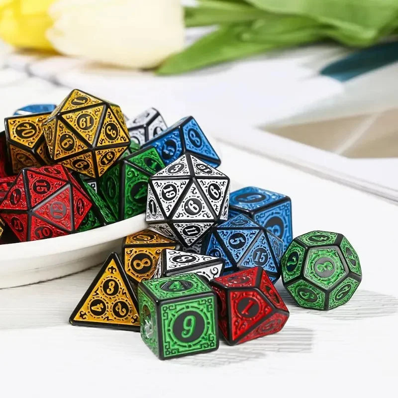 Juego de dados de 7 dados multicaras para juegos de rol, dados poliédricos D4 D6 D8 D10 D12 D20 para juegos de rol, accesorios DND