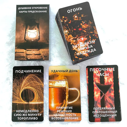 Baraja de oráculo ruso de 12 x 7 cm para adivinar el alma, cartas del tarot del amor, almas gemelas, profecía, palabras clave, 62 cartas