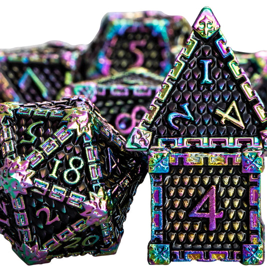 Dados poliédricos de metal DND, 7 piezas, dados D y D para juegos de rol Dungeon and Dragon, juego de dados D&amp;D D20 D12 D10 D8 D6 D4