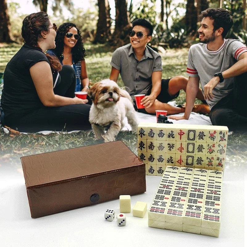 Juego de Mahjong tradicional chino, minijuego de mesa portátil de viaje, Mahjongg, juegos casuales para fiestas y viajes