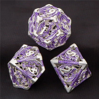 OUKELANWO DND Metal Hollow Dice Set D&amp;D, dés de jeu de rôle polyédriques, dés de donjon et de dragon D et D D20 D12 D10 D8 D6 D4