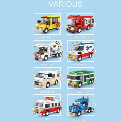 Lot de 8/1 blocs de construction de la série City, autobus scolaire, camping-car, modèle de camion, ambulance, briques, jouet éducatif pour enfants, cadeau pour garçon