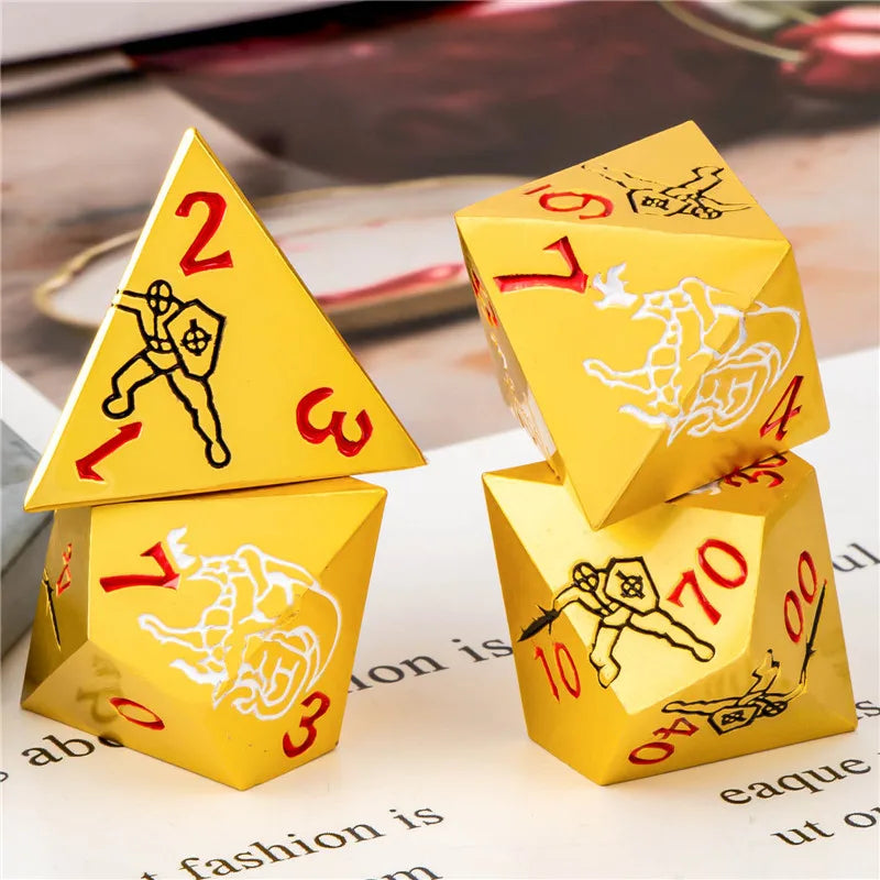 KERWELLSI DND Metal Dice Set D&D, Polyhedral Dungeon and Dragon D and D Dice, Handmade Role Playing Dice D20 D12 D10 D8 D6 D4