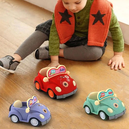 Cartoon Mini Q Pull Back Power Convertible Purple Car 6 Style Miniature Furniture Dollhouse Toy Model Set Kids Birthday Gifts