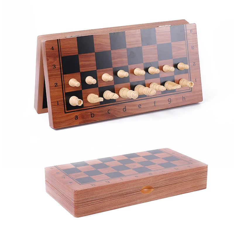 2021 Grands jeux d'échecs magnétiques Boîte de rangement en bois de haute qualité Échiquier avec échiquier de rechange Pliable pour voyage Jeu pour adultes et enfants