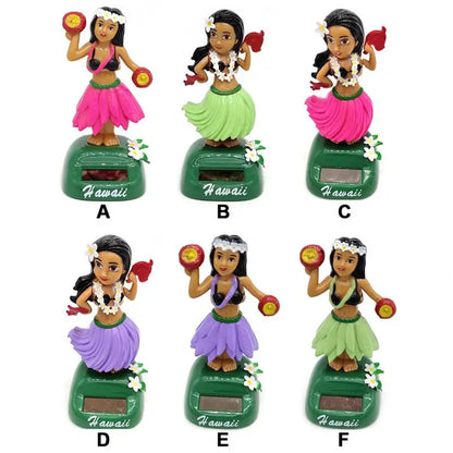 Tableau de bord solaire Hawaii Dancing Girl Décorations de tableau de bord de voiture Figurine dansante Jouet Hawaiian Hula Shaking Head Dancer Ornements