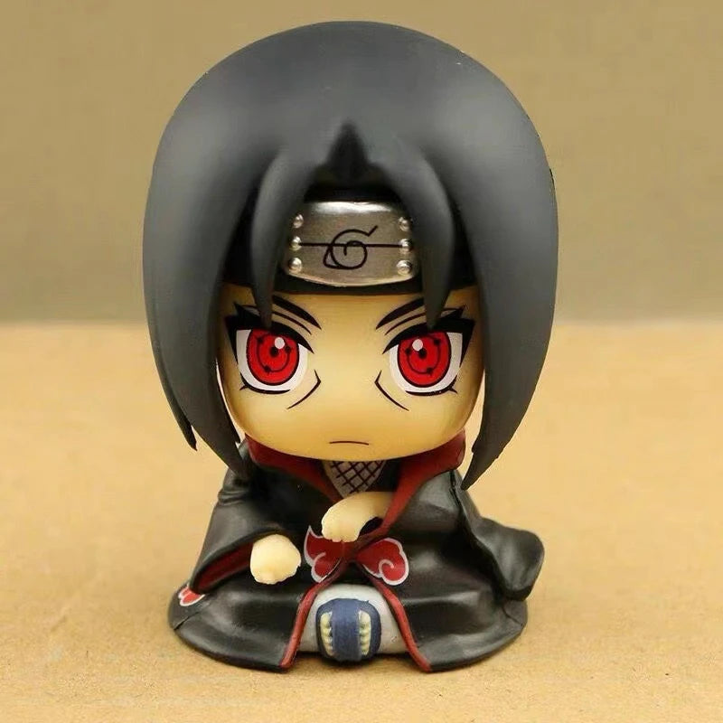 Figura de anime Naruto de 9 cm, figura de acción de Naruto Kakashi, versión Q, figura Kawaii de Sasuke Itachi, decoración de coche, modelo de colección de juguete