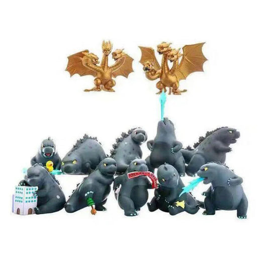 Lot de 12 figurines de collection en PVC de 10 cm, version mignonne de Gojira Godzilla