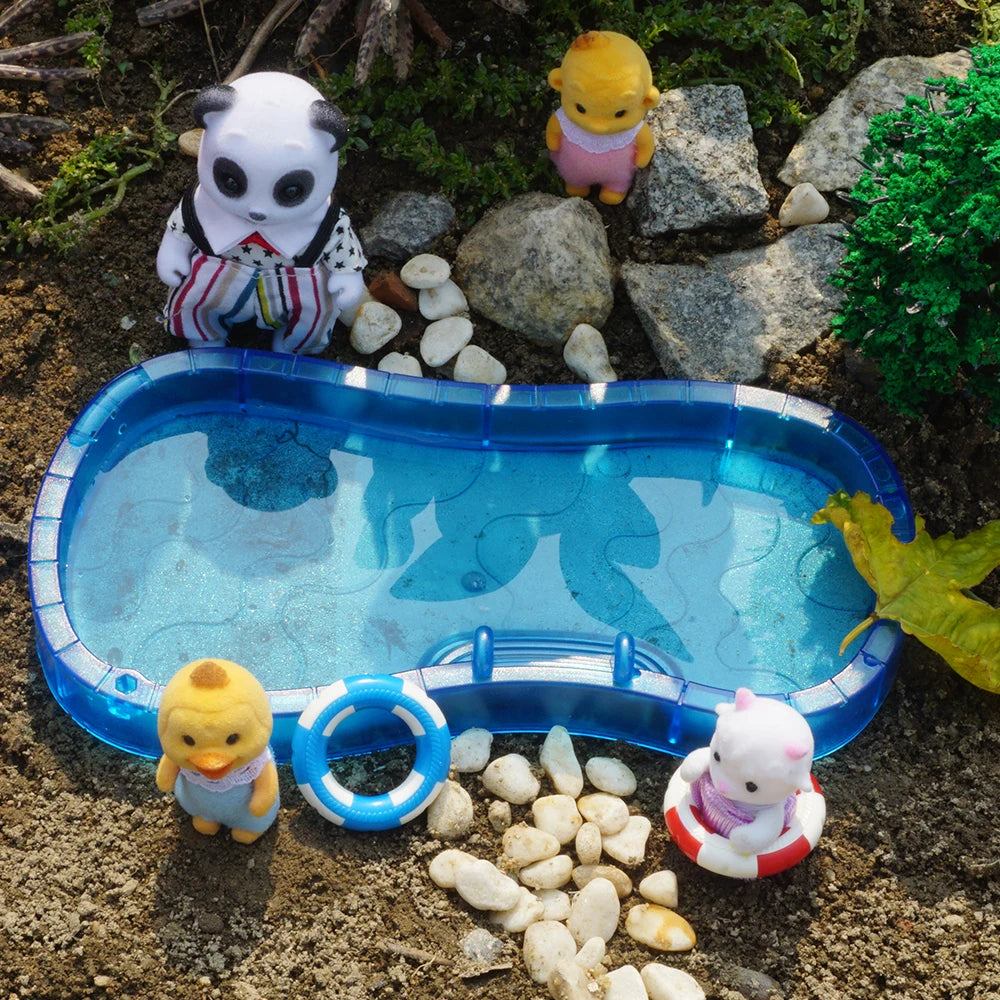 Dollhouse 1:12 Scale Pool Set Scene Decoration Miniature Doll House Furniture Swimming Model Girl Birthday Gift Playhouse Toy