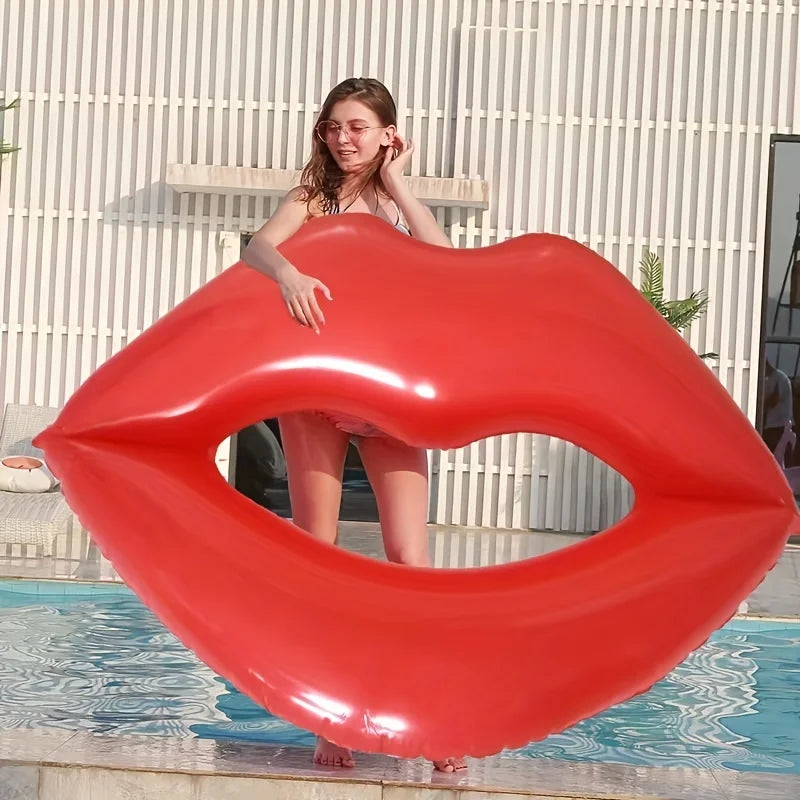 Flotador inflable para piscina de 1 pieza con diseño de labios rojos gigantes para máxima diversión y relajación