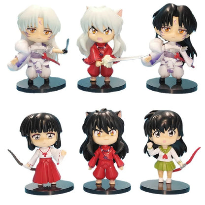 6pcs/set Anime INUYASHA  Cute Figure Model Toys 10cm