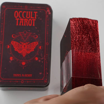 Tarot Occulte Luna Lapin Rêves Lucides Débutants Del Toro Tarot dans une boîte en métal 78 cartes Guide de jeu en papier à bordure dorée