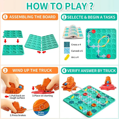 Kids Toys STEM Board Games Smart Logical Road Builder Big Board Maze Puzzle Games with Marbles for Multiplayer and Family Gift