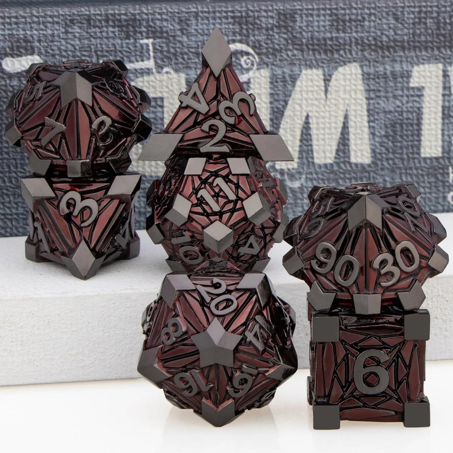 DND Metal Dice Set D6 Ancient Nickel Red D and D Dice Dungeon and Dragon Dice Polyhedral Handmade Dice Set D&D Role Playing Dice