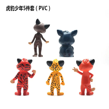 5pcs/set Tig Action Figures Toy Leopard Brothers PVC Tiger Model Action Collection Doll Mini Toy Model for Children Gift