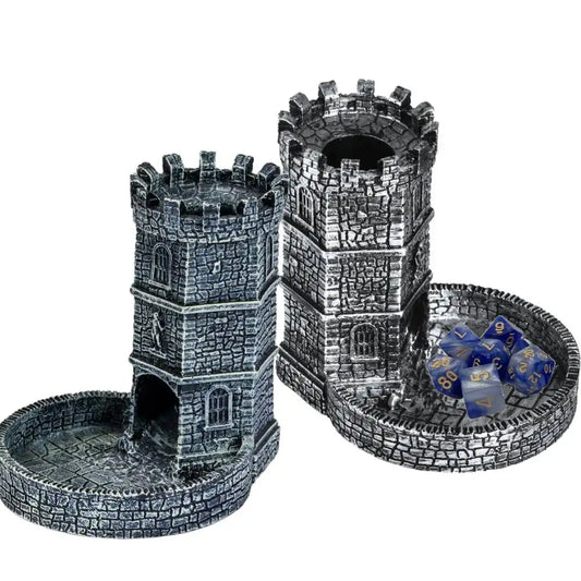 Torre de dados D&amp;D, bandeja de dados DND con forma de castillo hueco para juego de mesa de mazmorras y dragones, juego de rol de resina, regalo