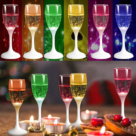 Lot de 6 flûtes à champagne et à vin lumineuses à LED pour fête de Noël