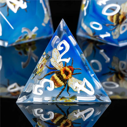 Dados adhesivos KERWELLSI DND Bees, juego de dados de resina con borde afilado para juegos de rol de mazmorras y dragones D&amp;D, dados poliédricos para juegos de rol