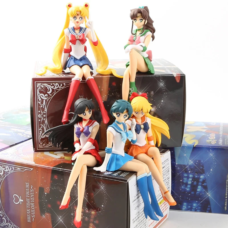 Figurines Sailor Moon de 13,5 cm, collection d'accessoires de voiture Hino Rei, poupée en PVC, Sailor Mars Jupiter Mercury Venus, jouets, cadeaux