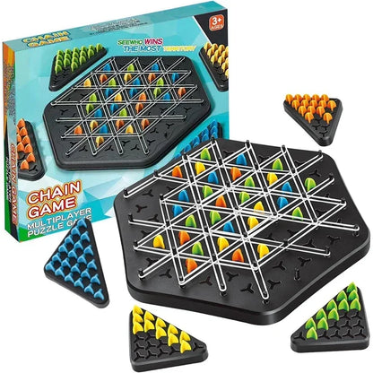 Chain Triangle Chess Game 2 To 4 Players Family Games Kids Adults Board Games Triggle Rubber Band Strategy Make More Triangles