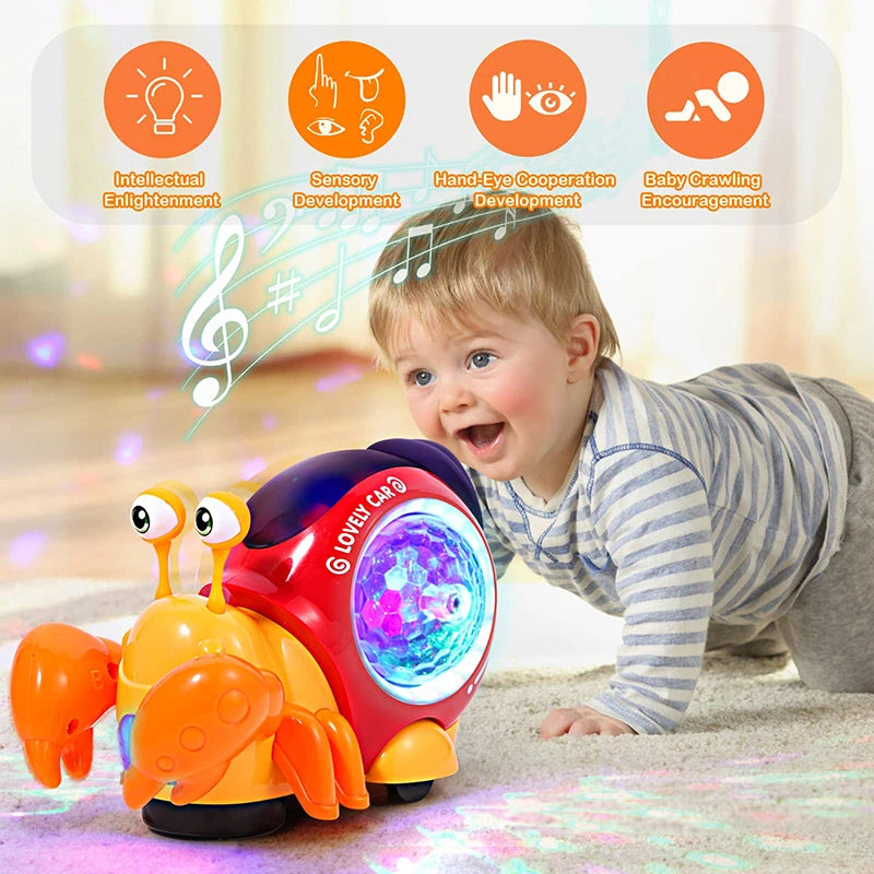 Crawling Crab toy Infant Tummy Time Early Learning Educational Toys Babies Sensory Induction with Light Up Music Toys for Kids