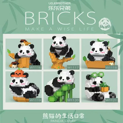 New Mini Cute Panda Micro Building Blocks 3D Diamond Model Animals Bricks DIY City Construction Toys for Children Kids Gift