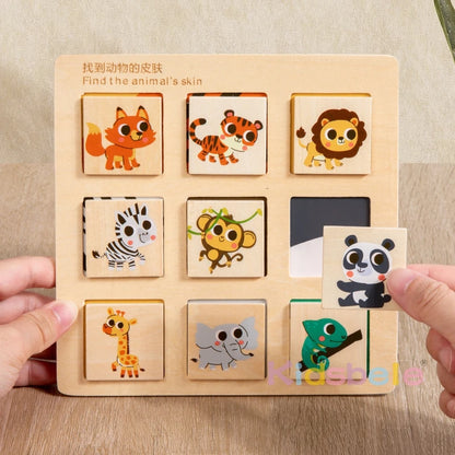 Animal Puzzle Toys for Kids Wooden Logical Thinking Matching Puzzle Montessori Teaching Board