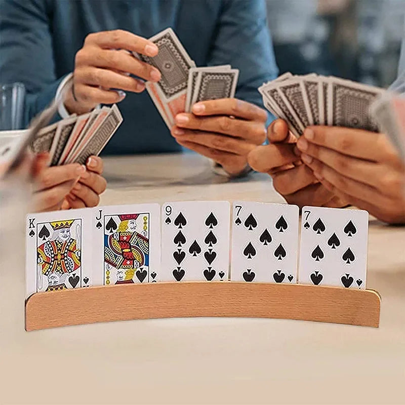 Lot de 2/3/4 supports de cartes à jouer incurvés en bois pour poker mains libres, accessoires de fête pour enfants