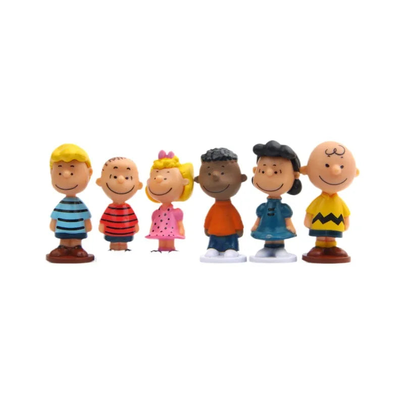 Lot de 12 mini figurines de dessin animé japonais Peanuts Snoopy Charlie Sally Woodstock, jouets miniatures, gâteaux, collection de personnes, accessoires