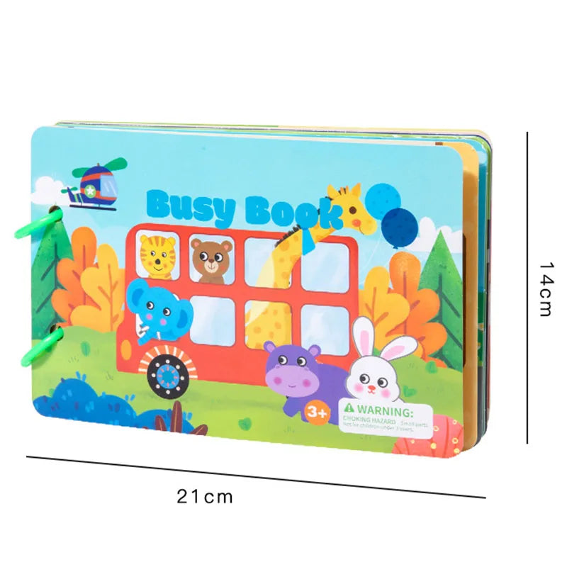 Montessori Quiet Books Puzzle Game Busy Book Animal Number Paste Matching English Early Learning Educational Toys for Toddlers