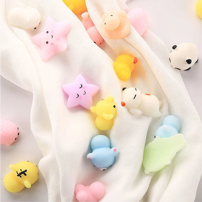 50 piezas de mini mochi squishies kawaii de dibujos animados, juguetes blandos para niños, pelota antiestrés, regalos de fiesta, juguetes para aliviar el estrés para cumpleaños