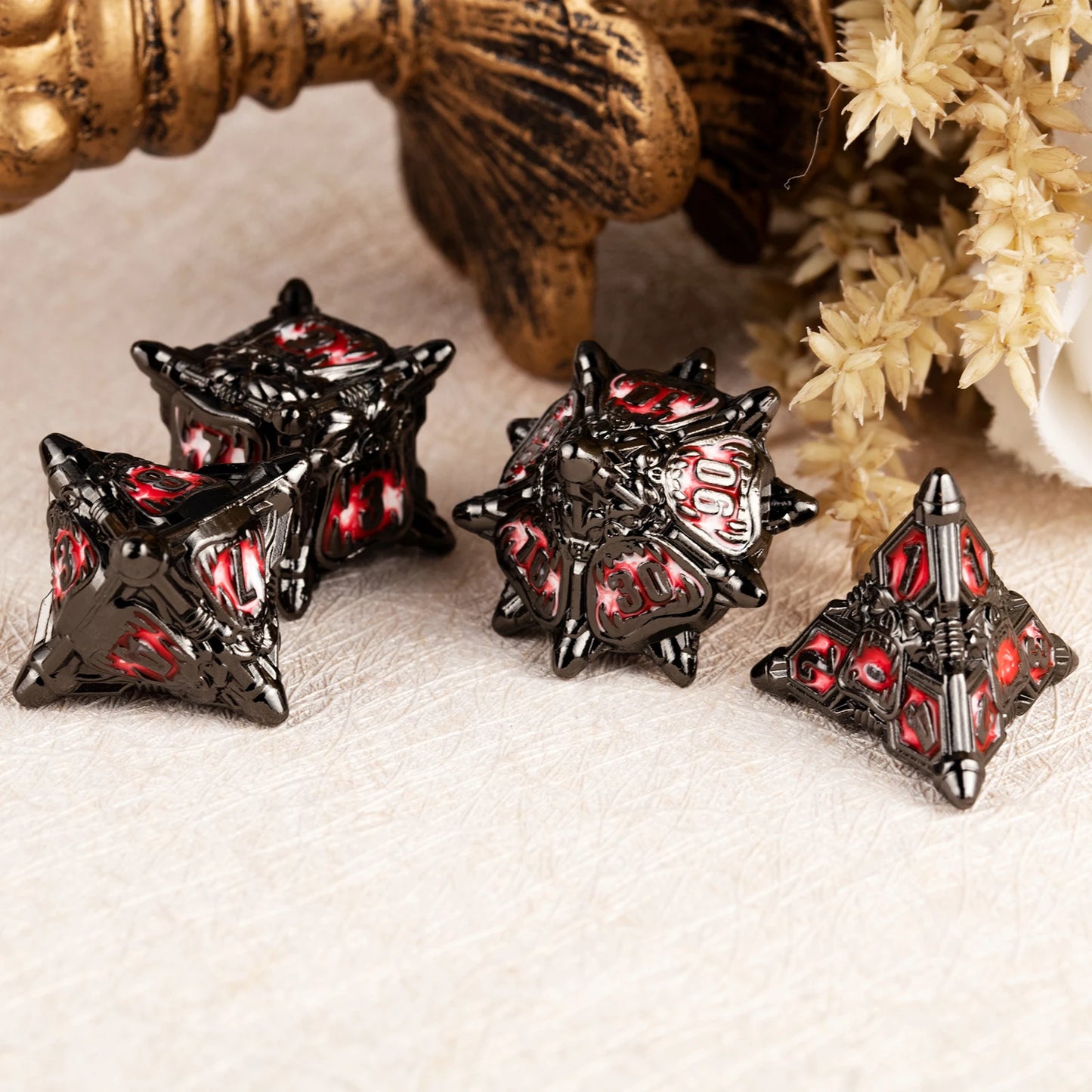 Dés DND RPG, ensemble de dés en métal pour jeu de société Donjons et Dragons D4 D6 D8 D10 D% D12 D20 DND Jeux de rôle dés polyédriques