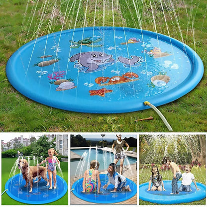 Tapis d'arrosage gonflable pour piscine d'été pour enfants de 170 cm, tapis de jeu rafraîchissant, jouet interactif d'extérieur pour enfants