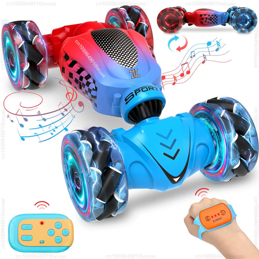 Voiture de cascade télécommandée pour enfants et adultes, jouet pour garçons et filles, double face, bascule, télécommande 2,4 G, rotation à 360 °, tout-terrain, torsion, dérive, cadeau