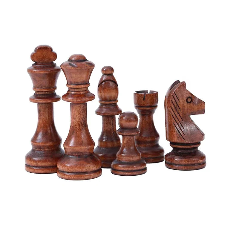 Juego de ajedrez de madera de 32 piezas con altura de 110 mm, piezas de ajedrez, tablero de cuero, juego de competición, regalo de ajedrez para niños y adultos