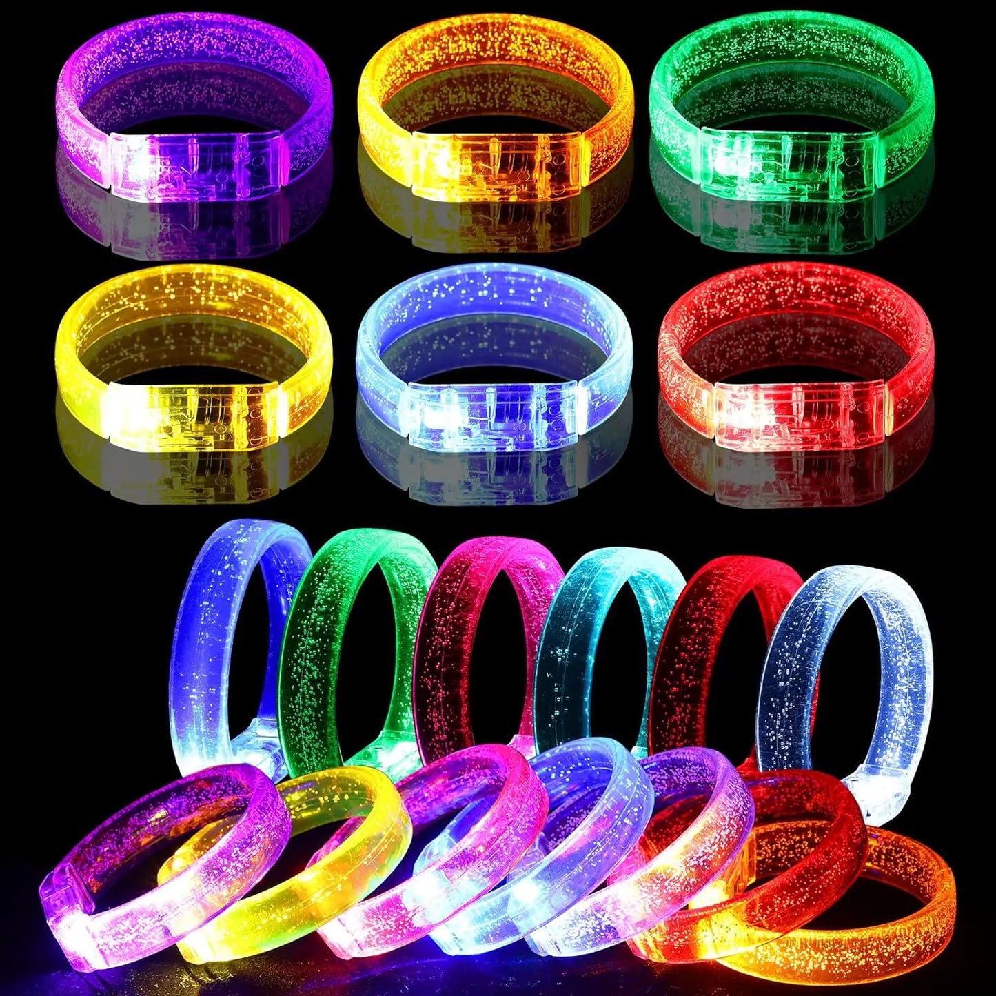 Pulsera luminosa de 24 piezas, pulsera LED intermitente, pulseras que brillan en la oscuridad, regalos de fiesta iluminados para bodas, carnavales