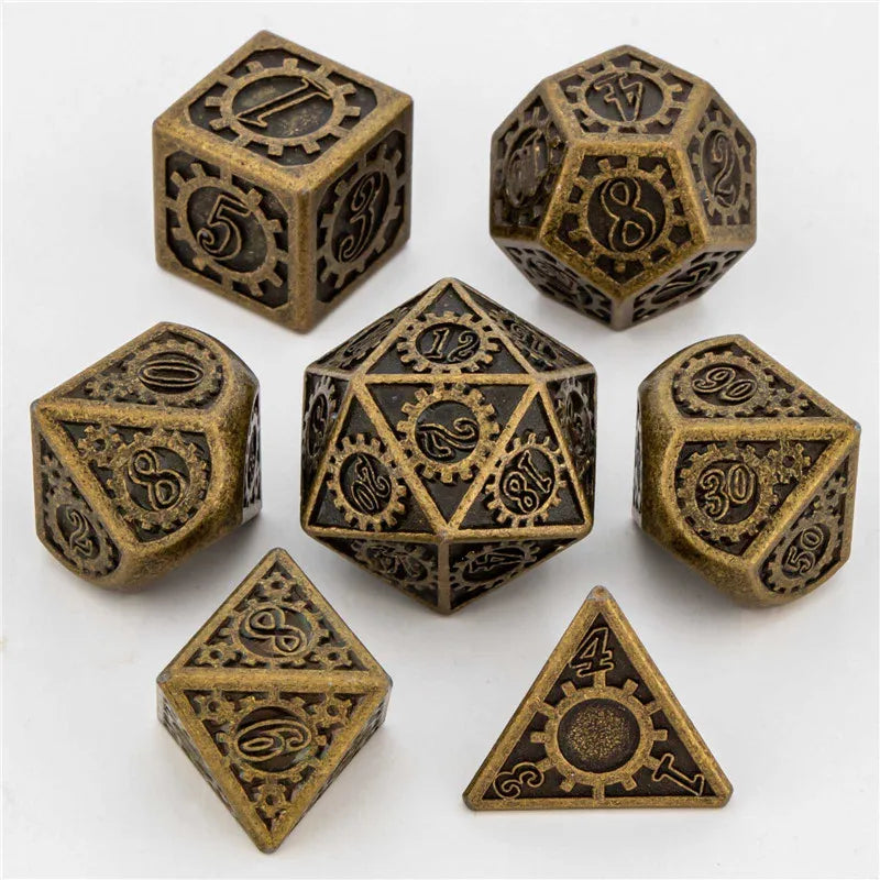 Juego de dados KERWELLSI DND D&amp;D, dados de metal poliédricos para juegos de rol de mazmorras y dragones, dados hechos a mano D20 D12 D10 D8 D6 D4