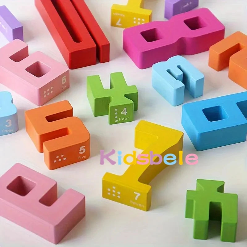 Number Blocks Montessori Wooden Toys For Kids Number 1-10 Stacking Toys For Toddlers Learning Toys Preschool Activities STEM Toy