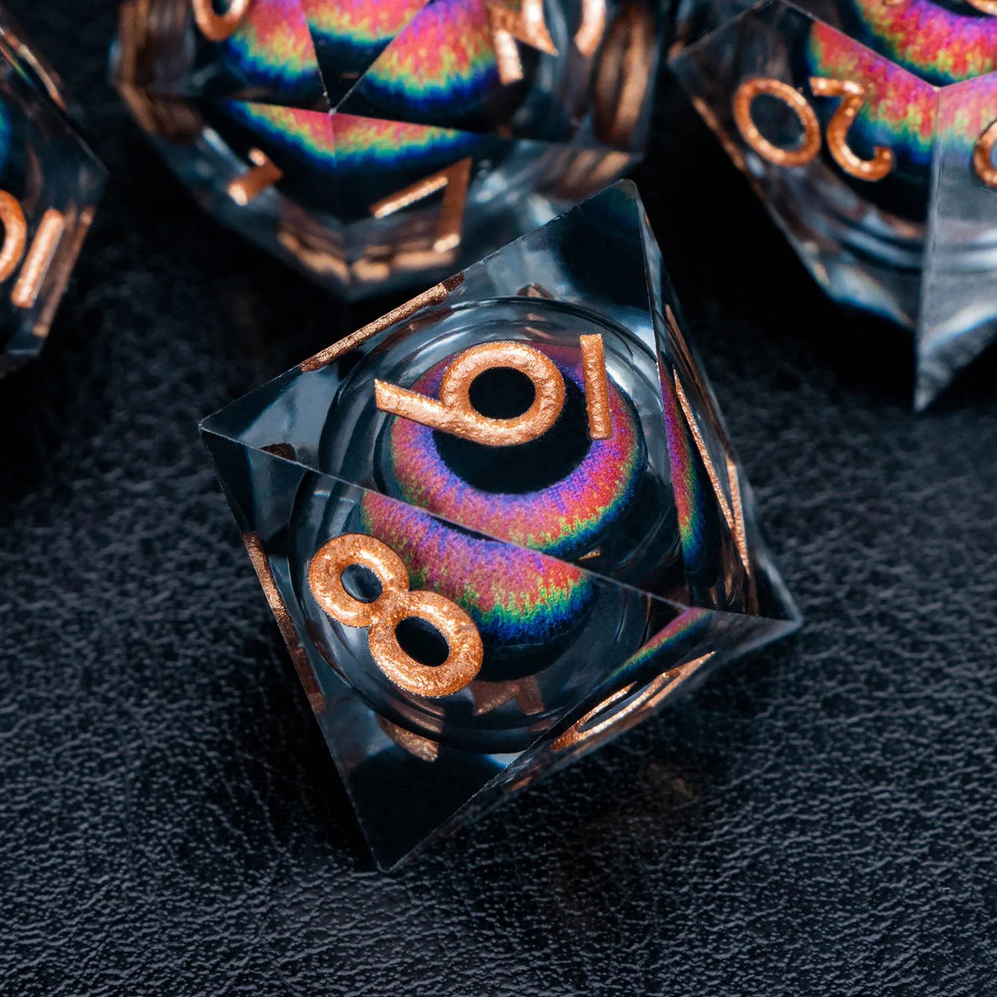 D and D Beholder's Liquid Flow Core Eye Resin Dice Set | Ring Dnd Dungeon and Dragon Pathfinder Role Playing Game D20 D&D Dice