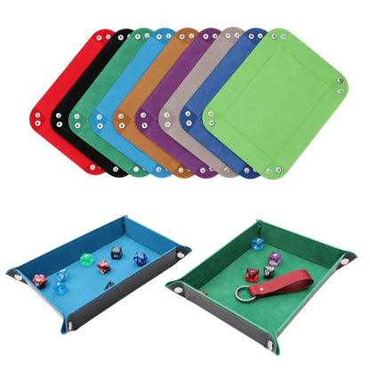 1 pieza de dados de cuero PU plegable con bandeja cuadrilateral, billetera con llave hexagonal, caja para monedas, herramienta de almacenamiento de escritorio para el hogar, accesorios para juegos de mesa