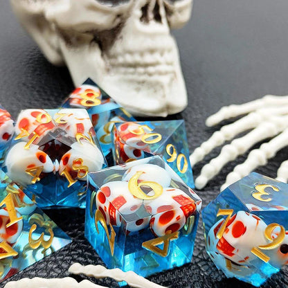 Juego de 7 dados de calavera para DND, dados D&amp;D, D4, D6, D8, D10, D%, D12, D20, juegos poliédricos para juegos de mesa de mazmorras y dragones, MTG, RPG