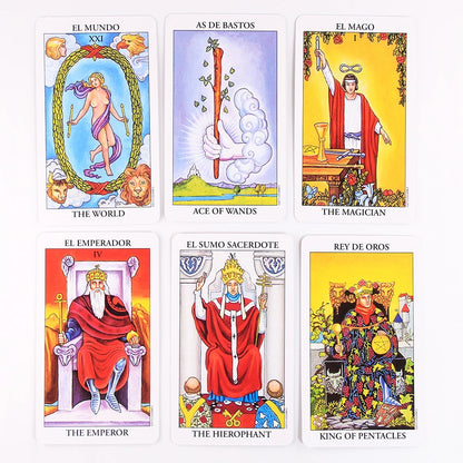 Cartes de Tarot Classique Version Espagnole Anglaise Chevalier Waiter Rider Waite Tarot Divination Prévision du Destin Prophétie Jeux de Cartes