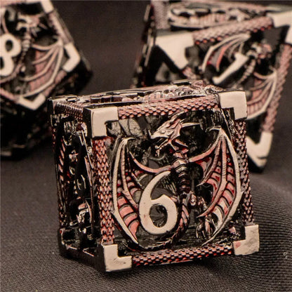 OUKELANWO DND Metal Hollow Dice Set D&amp;D, dés de jeu de rôle polyédriques, dés de donjon et de dragon D et D D20 D12 D10 D8 D6 D4